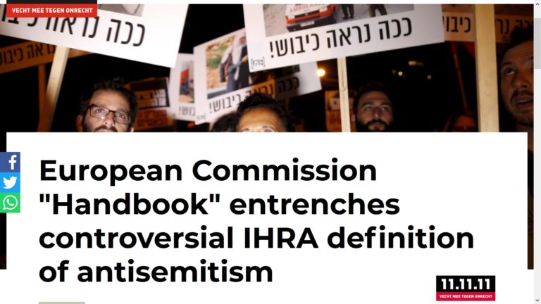 European Commission Handbook Entrenches Controversial IHRA Definition Briefing Paper by 11.11.11